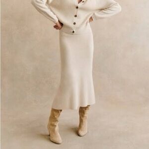Sezane Naelle Skirt Cream Midi Skirt S (fits like XS)